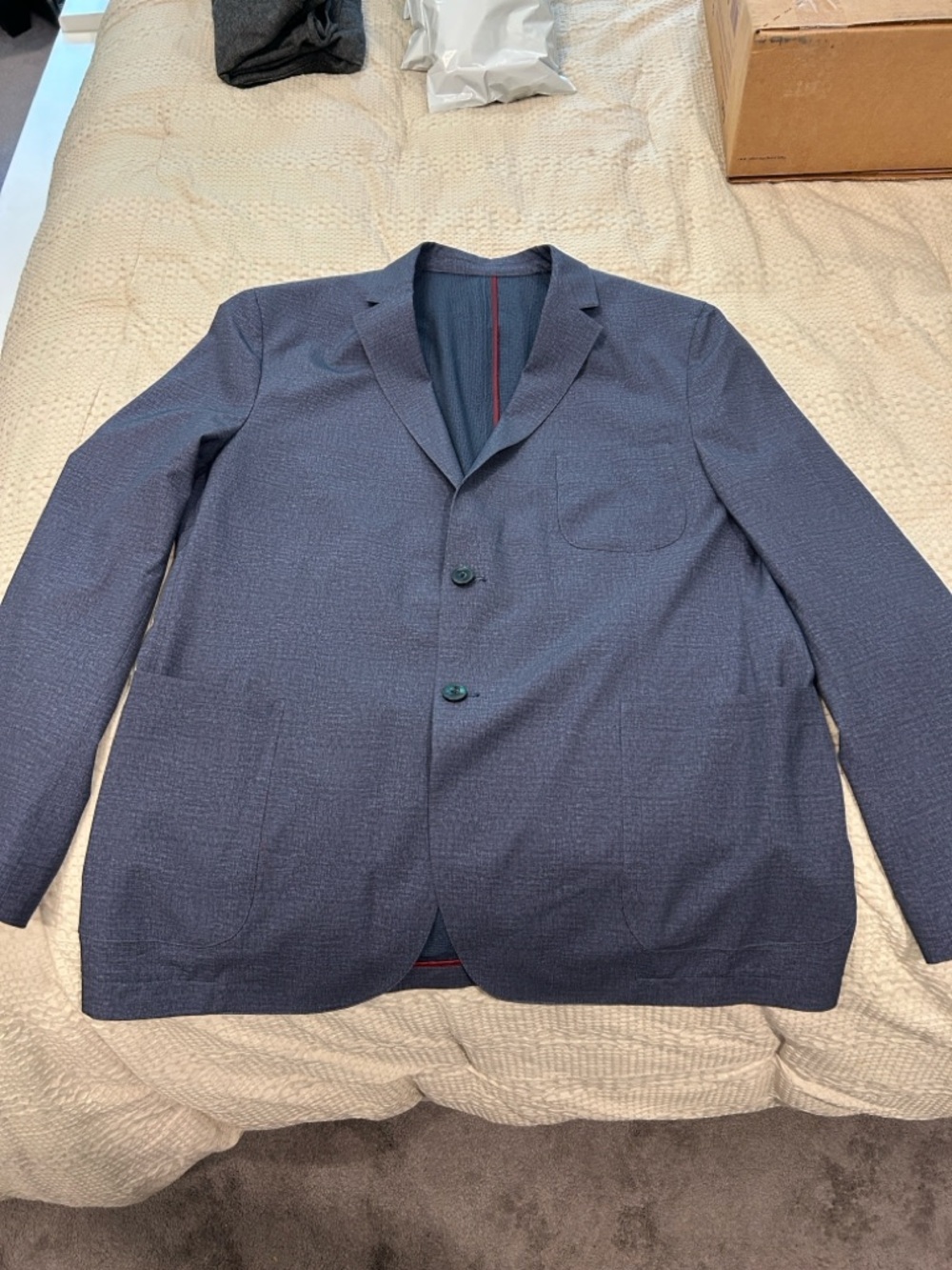 Men's Johnston & Murphy Navy Textured Two-Button Blazer
